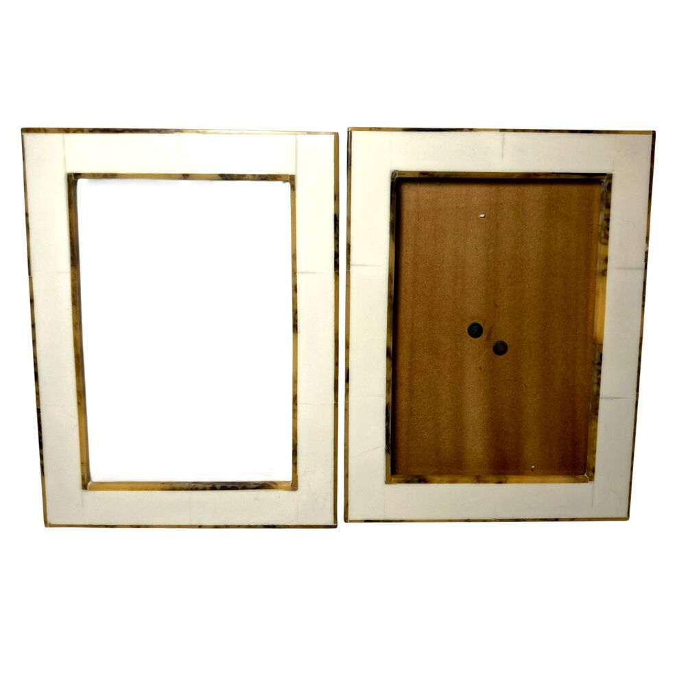 Minimalist Scandinavian Wood Resin White Tan Beige 2 Picture Photo Frames 5X7